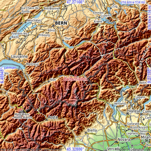 Topographic map of Baltschieder