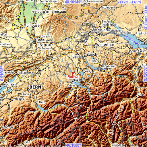 Topographic map of Ballwil