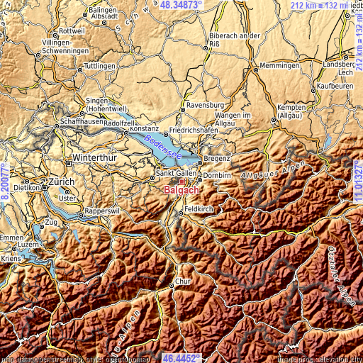 Topographic map of Balgach