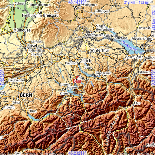 Topographic map of Baar