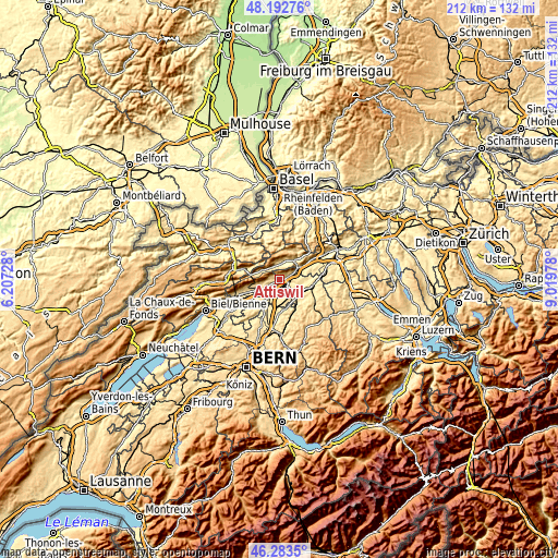 Topographic map of Attiswil