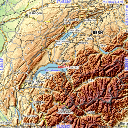 Topographic map of Attalens