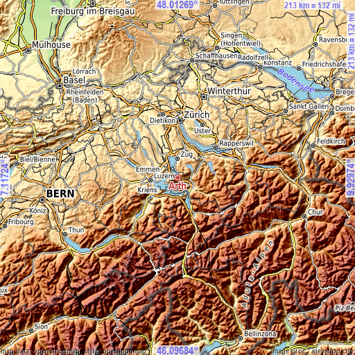 Topographic map of Arth