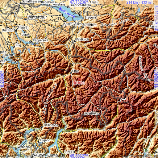 Topographic map of Arosa
