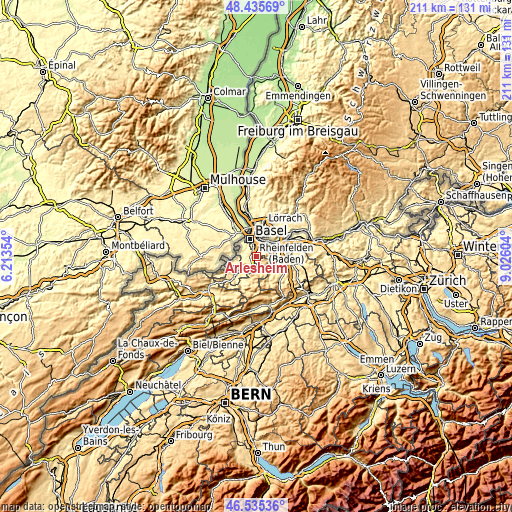 Topographic map of Arlesheim