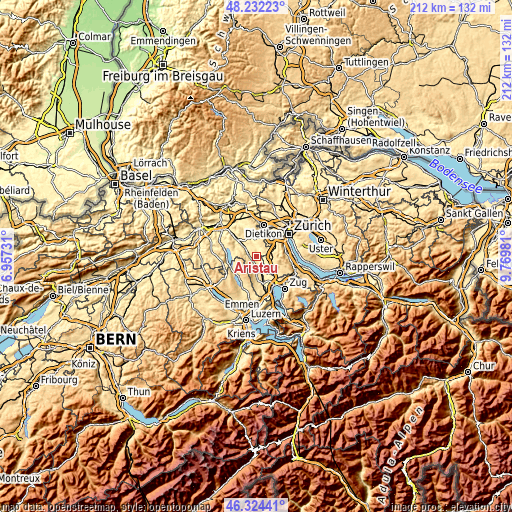 Topographic map of Aristau