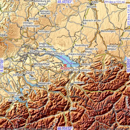 Topographic map of Arbon
