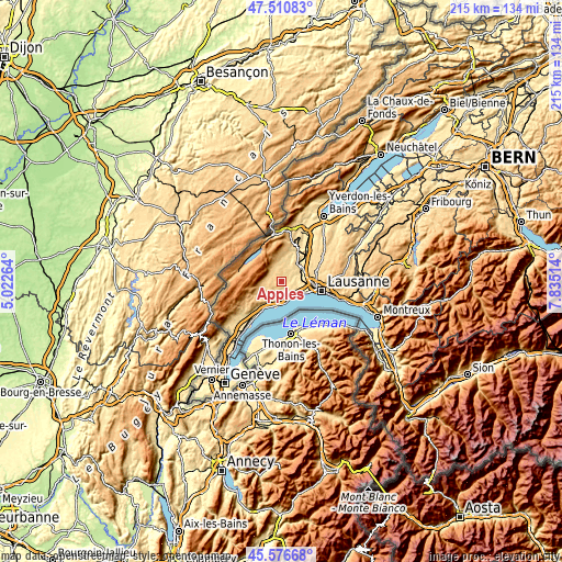 Topographic map of Apples