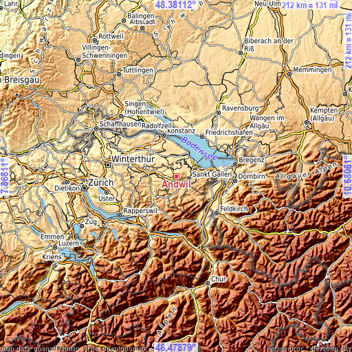 Topographic map of Andwil