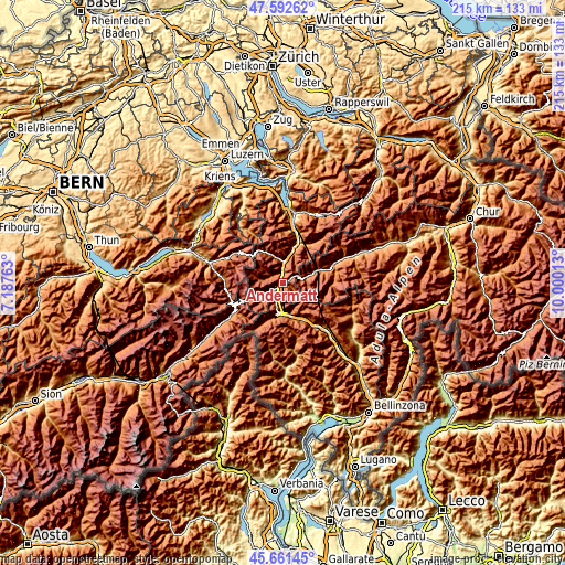 Topographic map of Andermatt