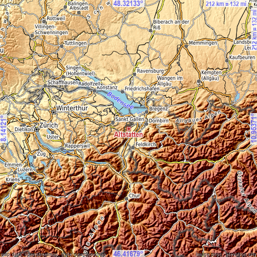 Topographic map of Altstätten