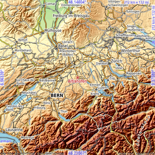 Topographic map of Altishofen