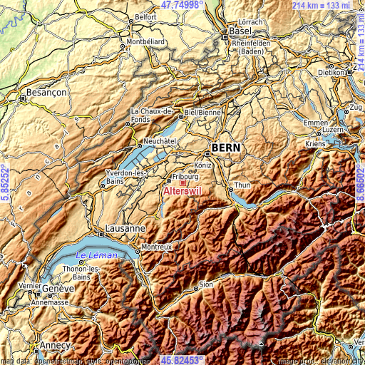 Topographic map of Alterswil