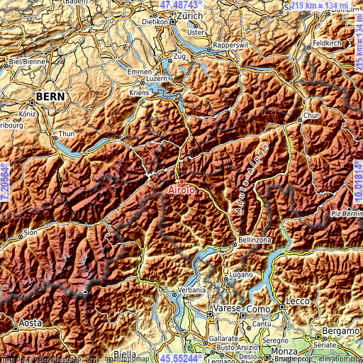 Topographic map of Airolo