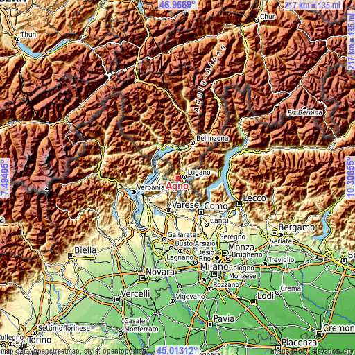 Topographic map of Agno