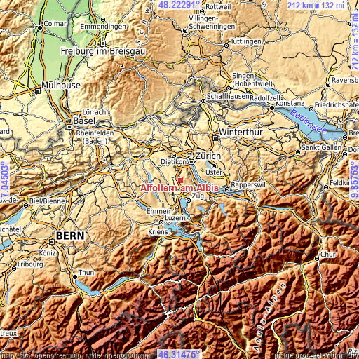 Topographic map of Affoltern am Albis