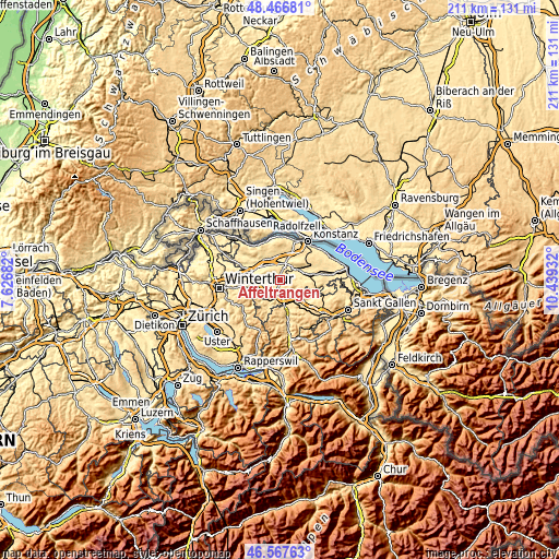Topographic map of Affeltrangen