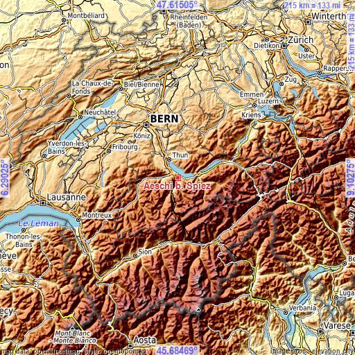 Topographic map of Aeschi b. Spiez