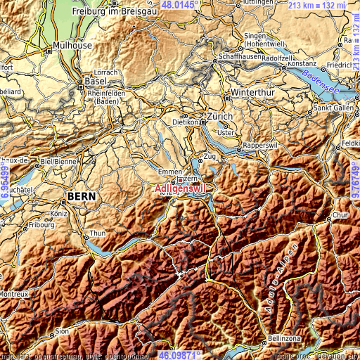 Topographic map of Adligenswil