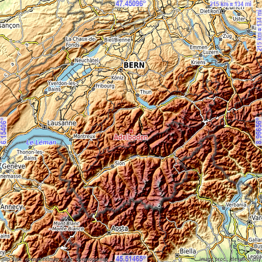 Topographic map of Adelboden