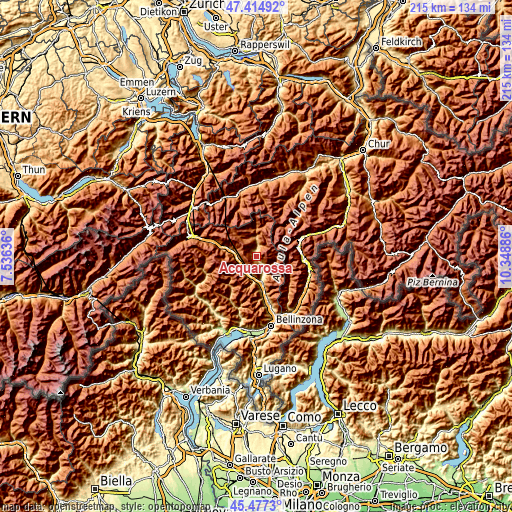 Topographic map of Acquarossa