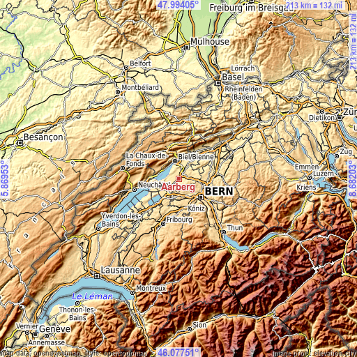 Topographic map of Aarberg