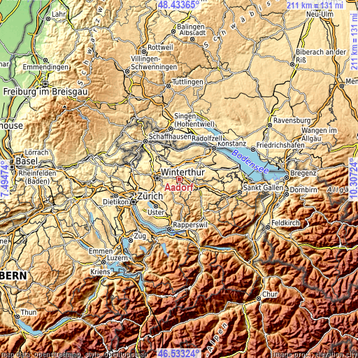 Topographic map of Aadorf