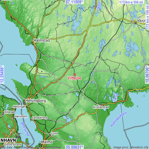 Topographic map of Vittsjö
