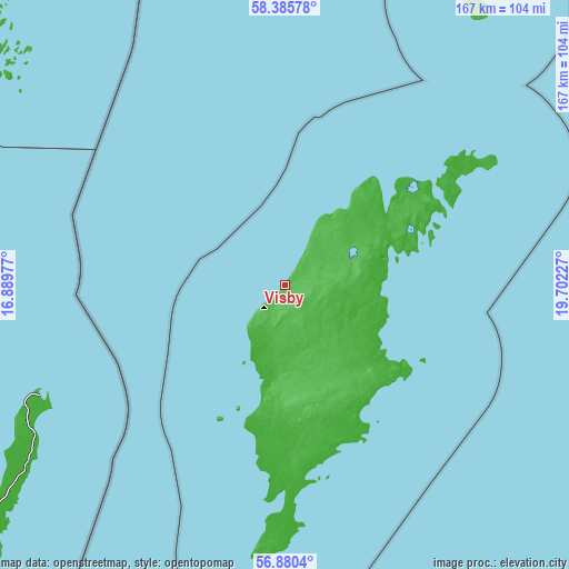 Topographic map of Visby