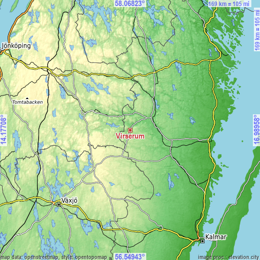 Topographic map of Virserum