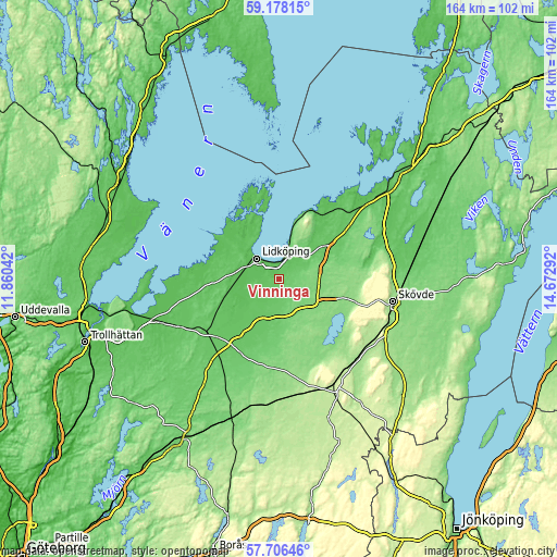 Topographic map of Vinninga