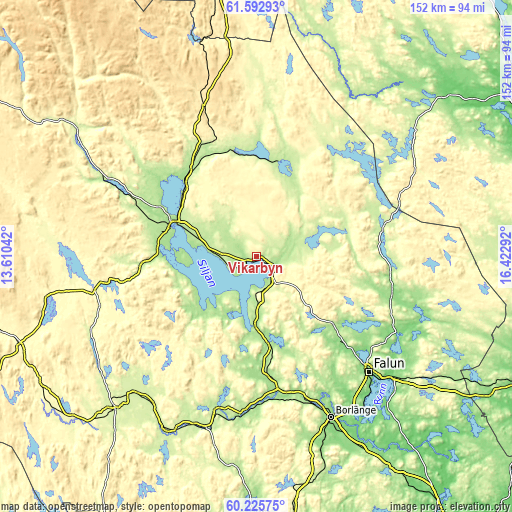 Topographic map of Vikarbyn