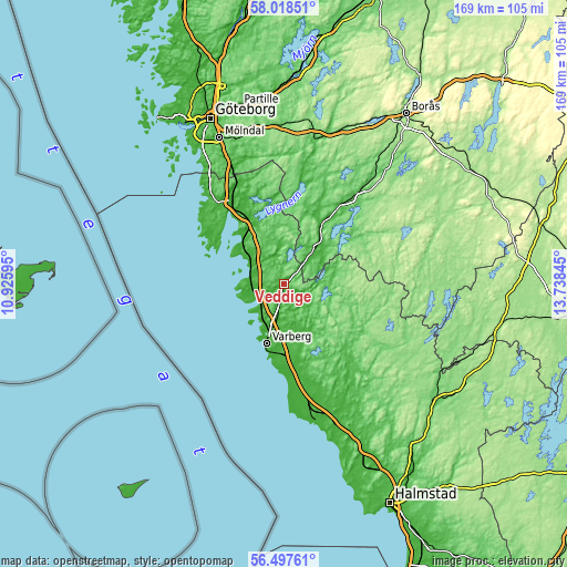 Topographic map of Veddige