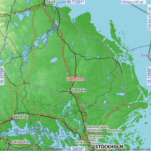 Topographic map of Vattholma