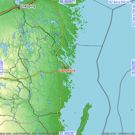 Topographic map of Västervik