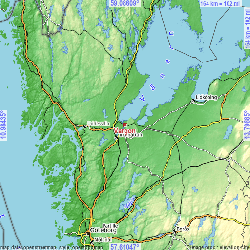 Topographic map of Vargön