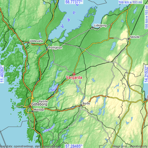 Topographic map of Vårgårda