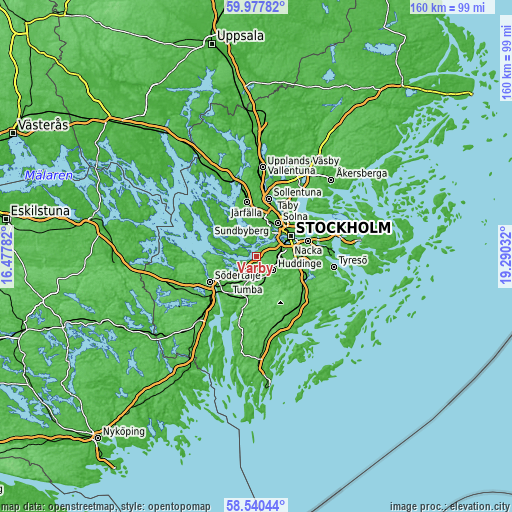 Topographic map of Vårby