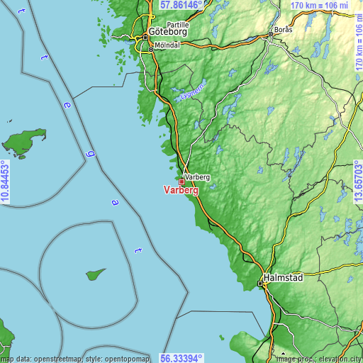 Topographic map of Varberg