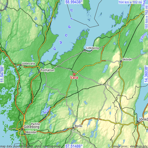 Topographic map of Vara