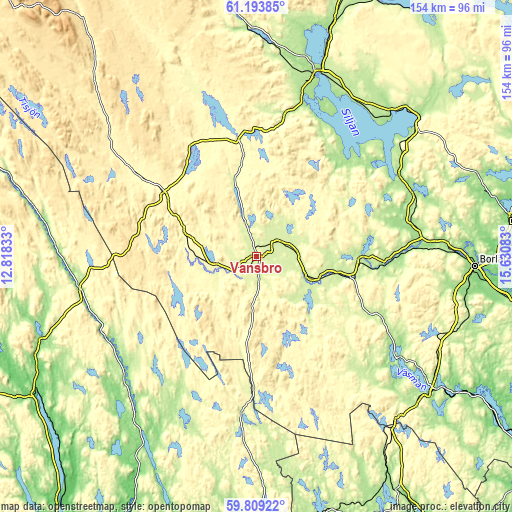 Topographic map of Vansbro