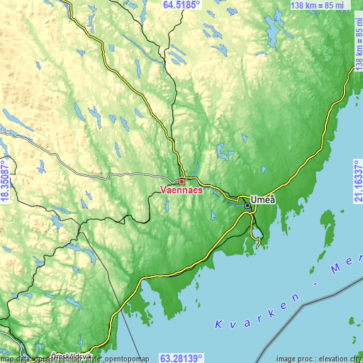 Topographic map of Vännäs