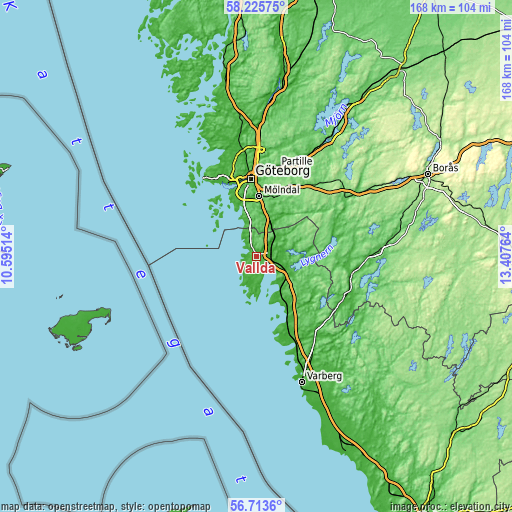 Topographic map of Vallda