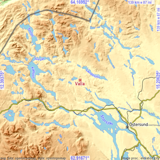 Topographic map of Valla