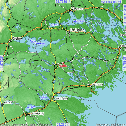 Topographic map of Valla