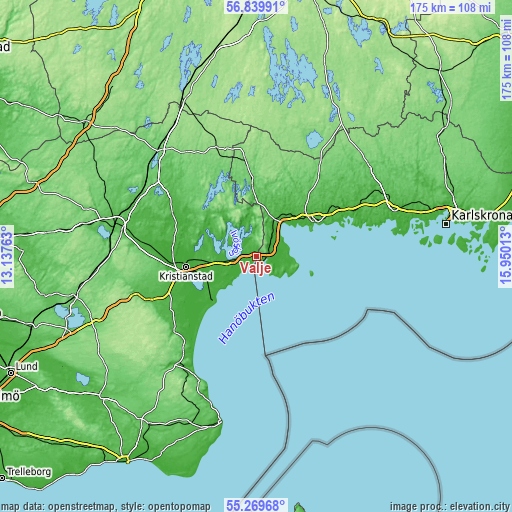 Topographic map of Valje