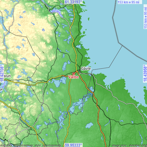 Topographic map of Valbo