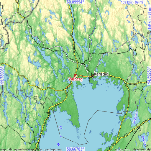 Topographic map of Vålberg