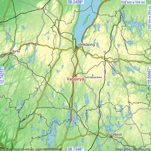 Topographic map of Vaggeryd