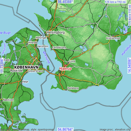 Topographic map of Hjärup